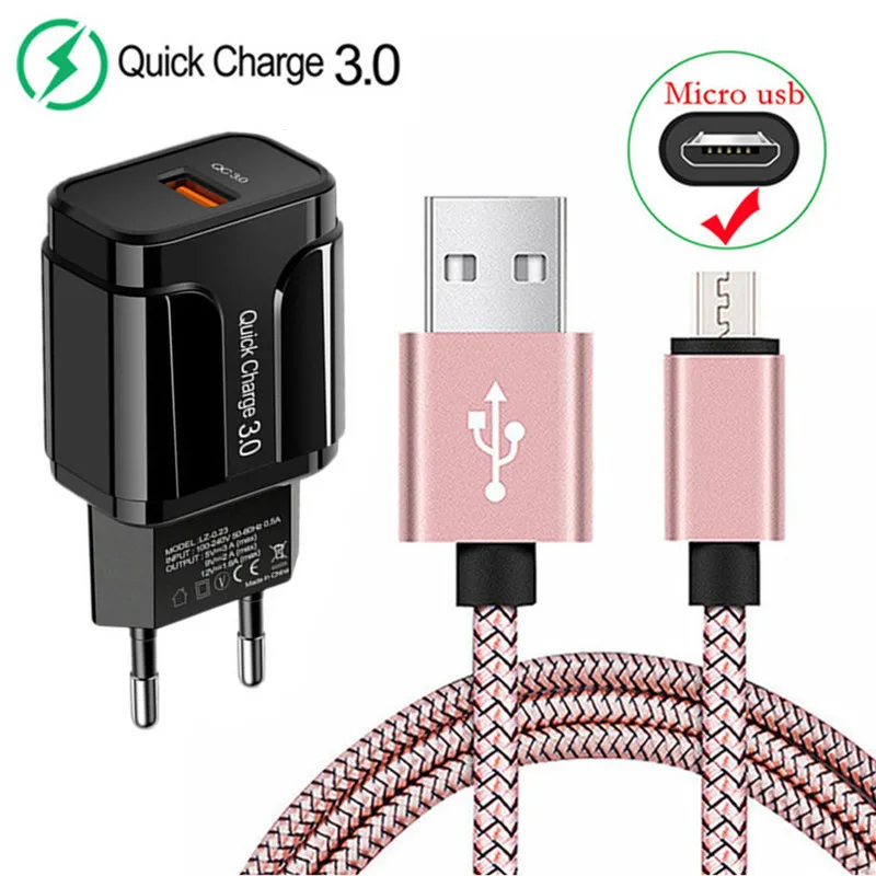Быстрое зарядное устройство QC 3 0 Micro USB зарядный кабель для Samsung Galaxy A10 A01 M01 J2 Core J7 J5