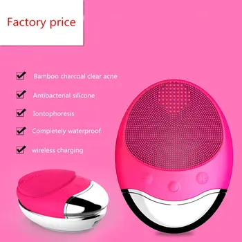 

New Wireless charge Electric Face washing Cleaning Massage Brush Waterproof bamboo charcoal Silicone Facial Cleansing Devices
