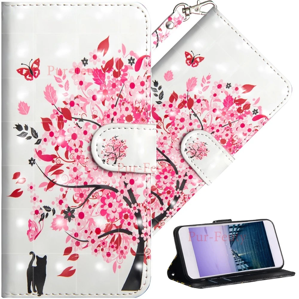 Red Tree 3D бумажник чехол для Xiaomi Redmi Note 8 iPhone 7 6 Plus 5 iPad Pro Red mi 8 7A 7 6 K20 из искусственной кожи чехол-подставка для Xiaomi mi 9T 8 SE A2 A3 lite CC9 - Цвет: Red Tree