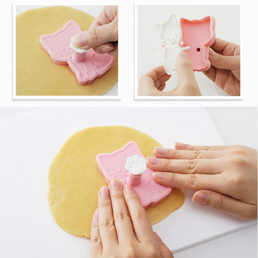 3 шт./компл. милый Кот формы для печенья Fondant(сахарная) резец печенья резак с изображением торта прессформы украшения Кухня DIY для выпечки
