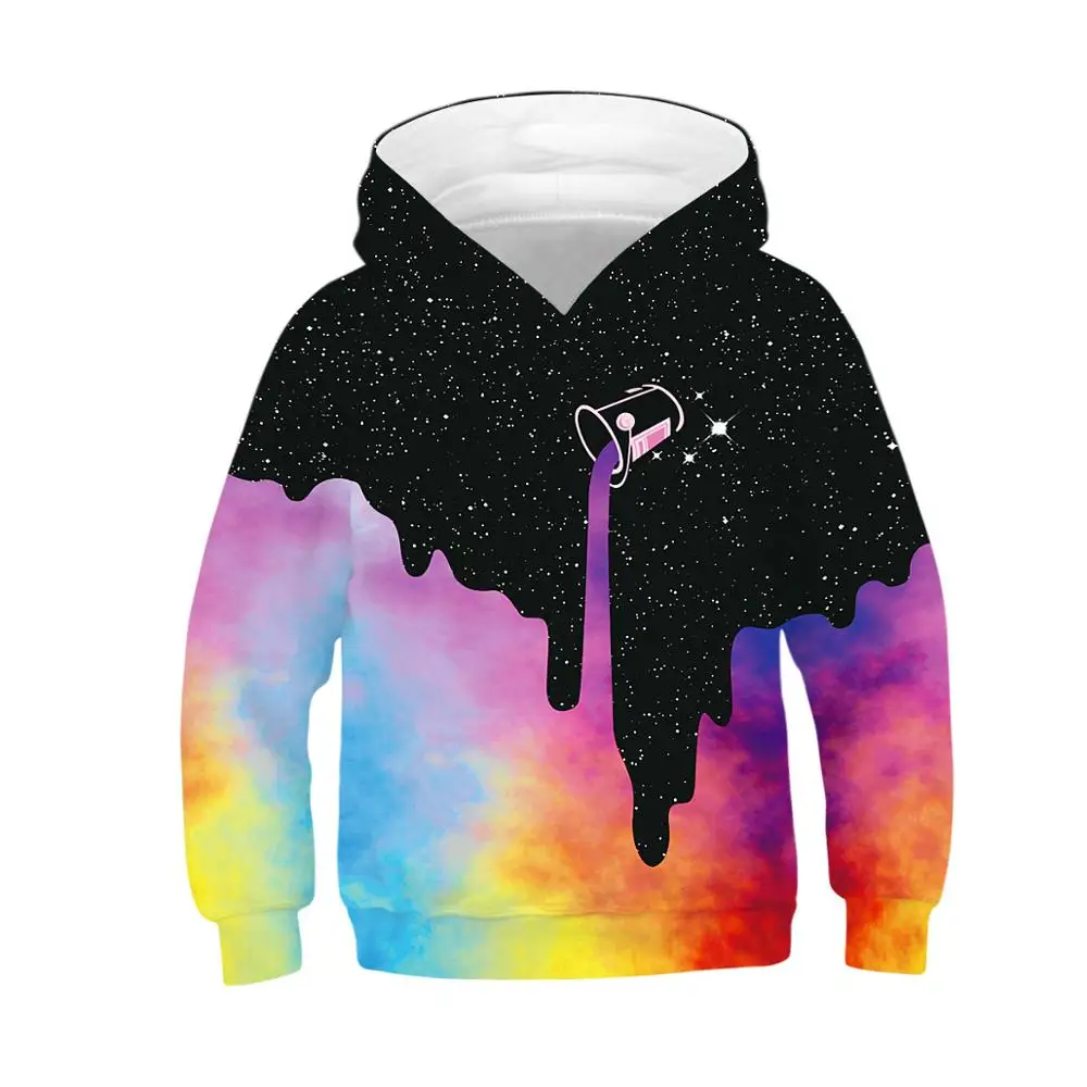 

Boys Girls Sweatshirt Kids Hoodie 3D Print Spilled Milk Children Hoodie Space Galaxy Hooded Coat Unisex Long Sleeve Pullovers