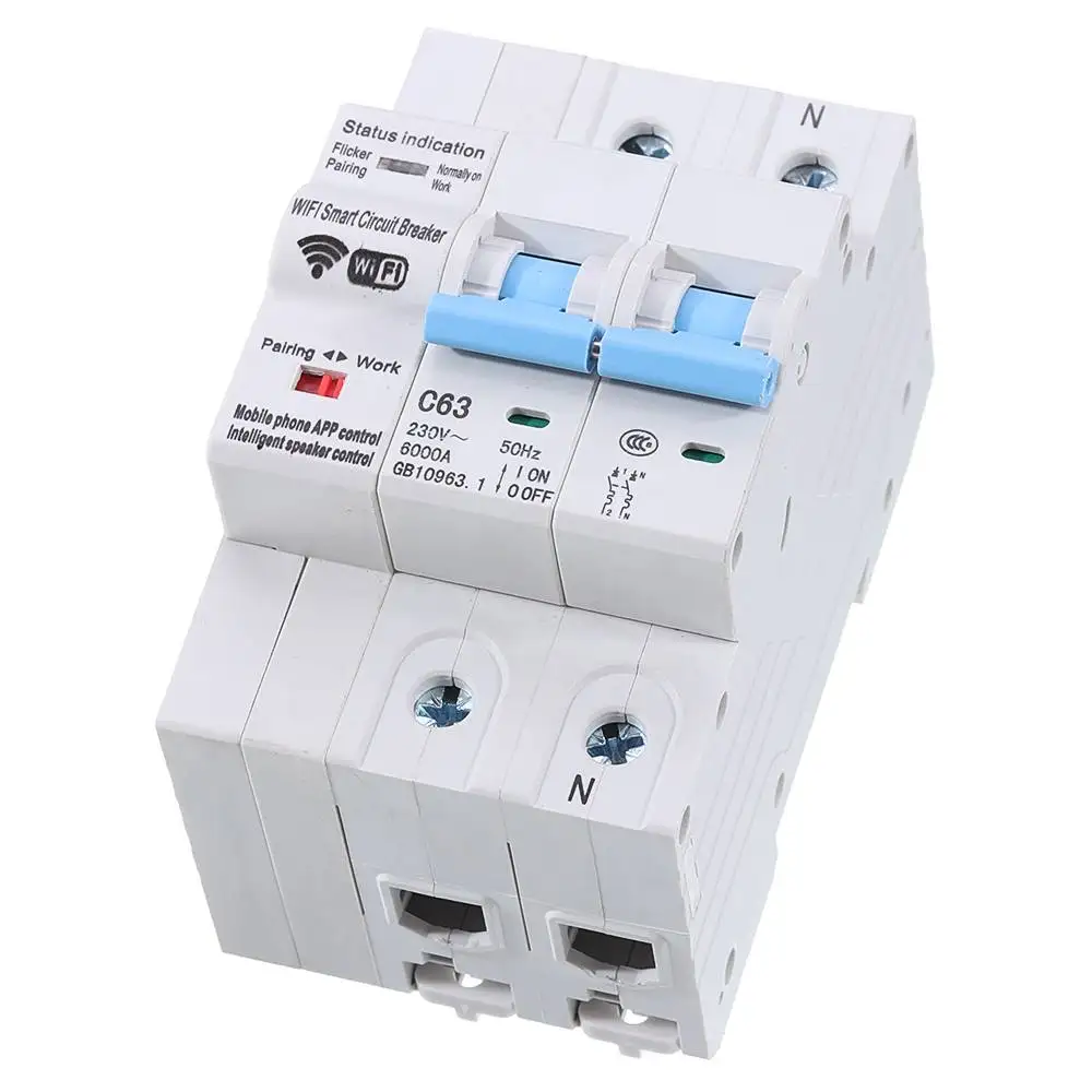 MoesHouse 2P 63A WiFi умный выключатель Умный дом автоматизация перегрузки короткого замыкания Голосовое управление аксессуар