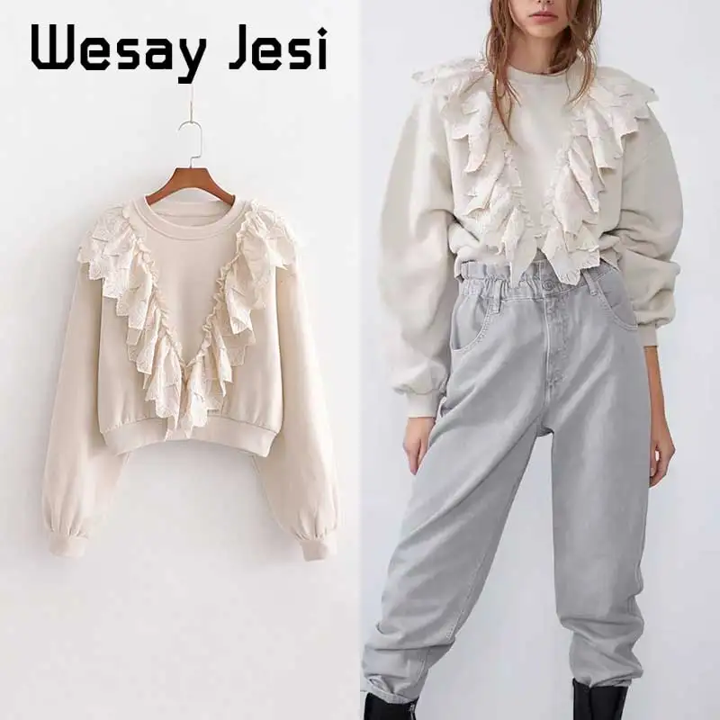 

2019 Women clothes High street ruffles sweatshirts women Autumn casual sweatshirt O-neck long sleeve pullover women tops