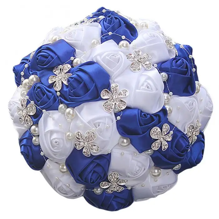 Wedding Bridal Bride Bouquet Wedding Holding Bouquet with Artificial Roses Lace Pearl Ribbon 669