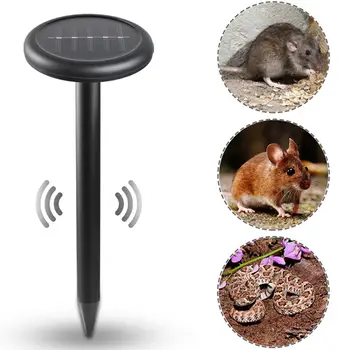 

2pcs Outdoor Garden Solar Mole Repellent Mouse Ultrasonic Waterproof Repeller Pest Control 5.5V/80MA Built-in Buzzer 365*110*50m