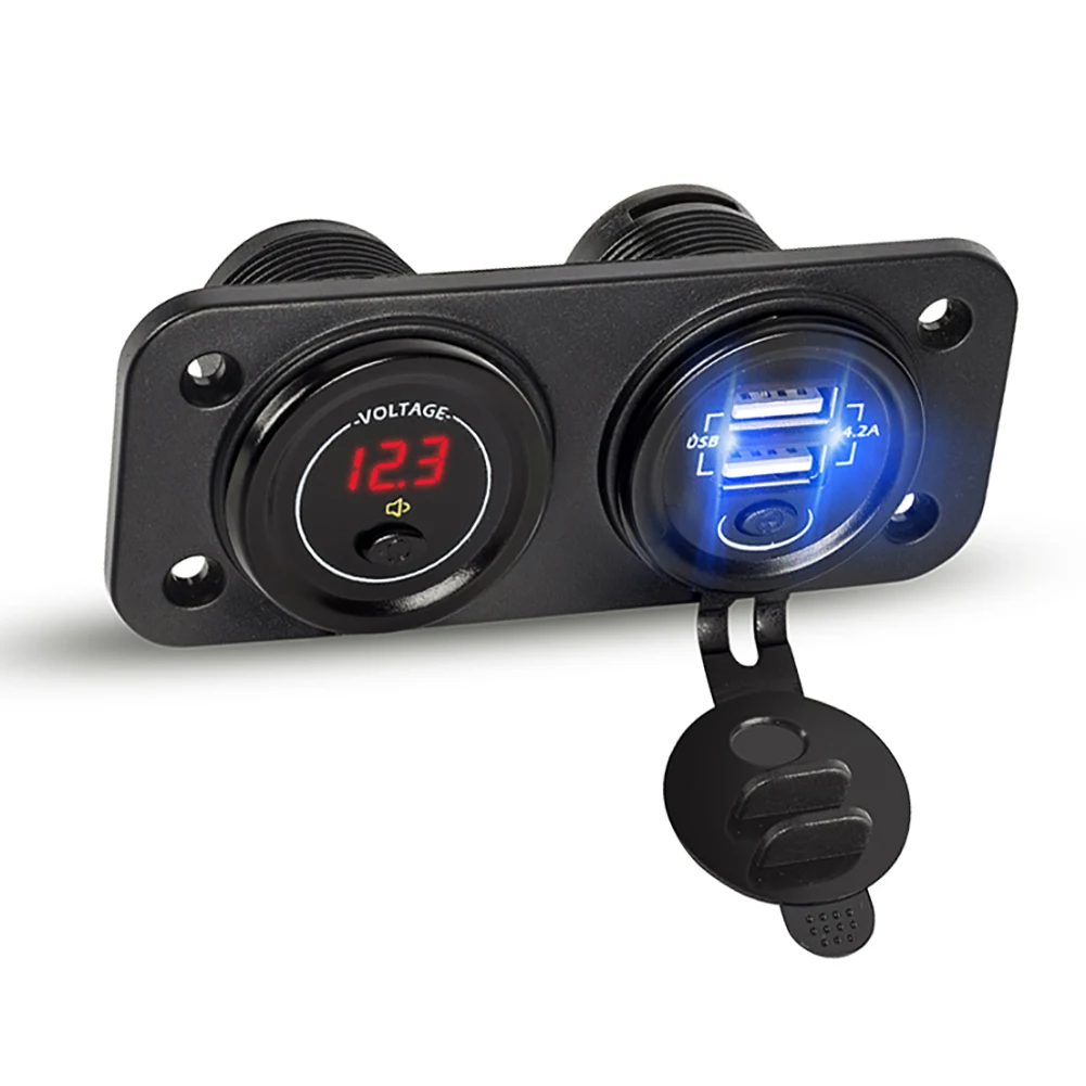 12V 24V ift USB arj akmak Voltmetre Araba USB Soket Ba ms z On 