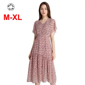 

Women's dress summer female lotus leaf sleeve empire waist mulberry silk dress pure silk dress M to XL