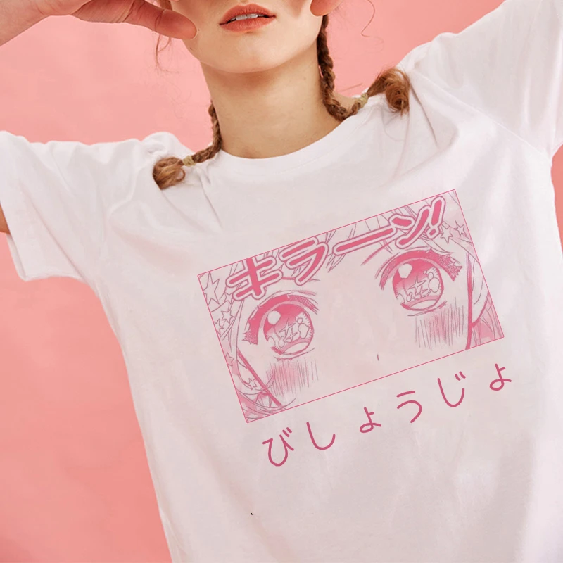 日本の漫画プリントtシャツ 半袖ルーズフィットtシャツ 女性用原宿カワイイスタイルtシャツ T Shirts Aliexpress