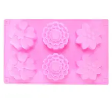 AsyPets, 6 отверстий, полостей, большой цветок, силиконовая форма для выпечки торта, Маффин, чашки, мыло ручной работы, печенье, шоколад, кубик льда, поднос, сделай сам, форма