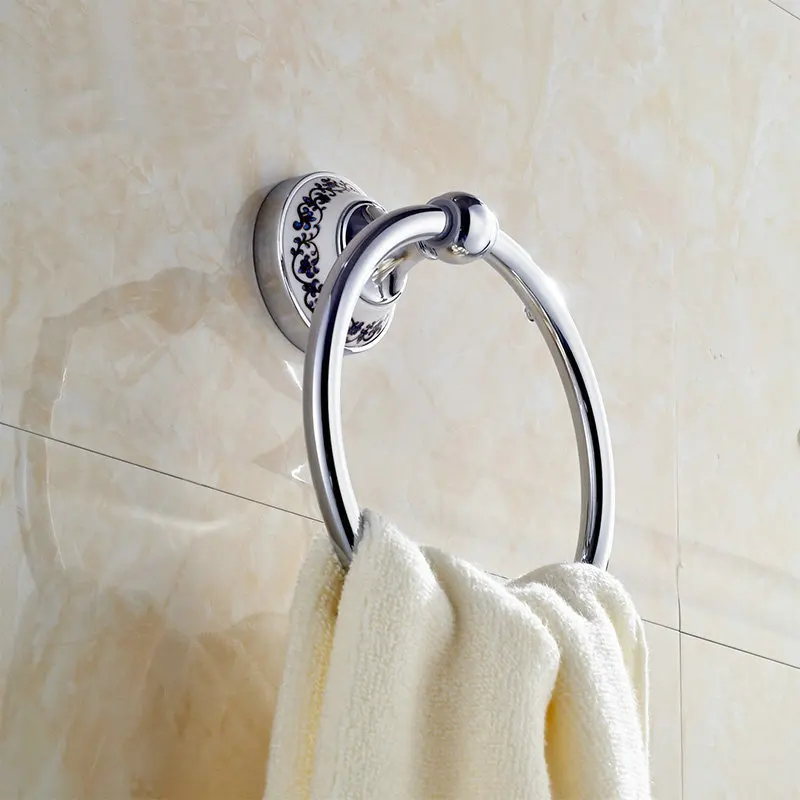Хромированный Блестящий фарфоровый полотенцесушитель кольца из нержавеющей стали настенные аксессуары для ванной комнаты Серебряная Полка для полотенец