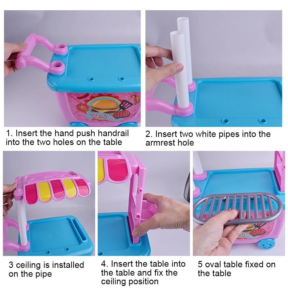 Pretend Play Catering Makeup Doctor Trolley Kit DIY Assembly Kids Education Toy