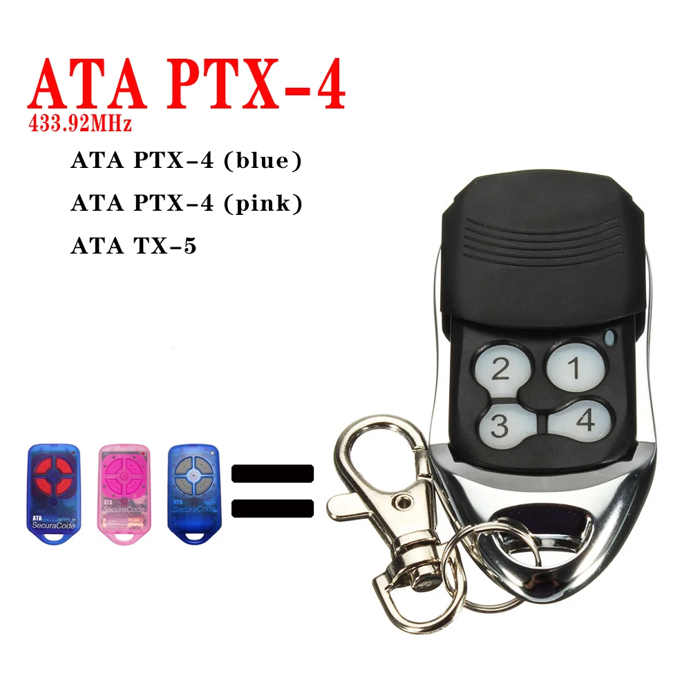 

For ATA PTX4 PTX-4 TX-5 Securacode Garage Door Gate Remote Control Replacement 433MHz Rolling Code Keychain