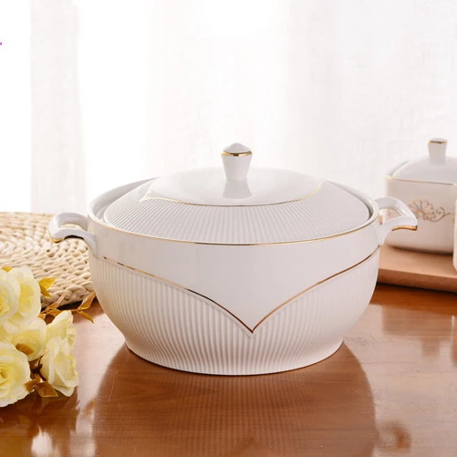 Ceramic Soup Pot White Round Nordic Phnom Penh 2.6L Large Bowl with Lid Cooking Utensils Household Kitchen Supplies Tableware Ceramic Soup Pot White Round Nordic Phnom Penh 2.6L Large Bowl with Lid Cooking Utensils Household Kitchen Supplies Tableware