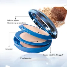 Стойкий макияж покрытие дефекты ровный тон кожи контроль маслом макияж порошок двойной слой двойного назначения прессованная пудра