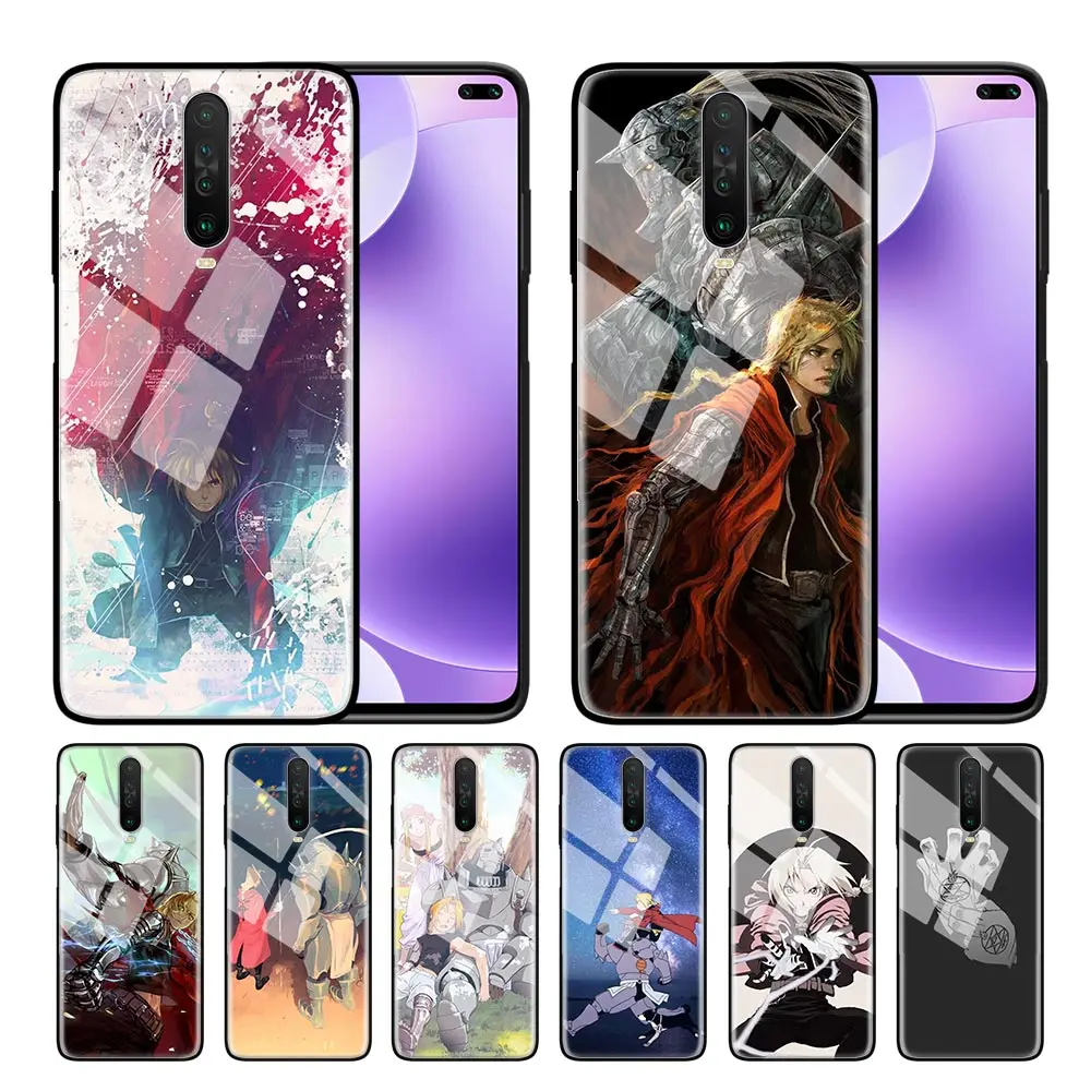 

Tempered Glass Phone Case for Redmi 7 8A 9T Note 6 7 8 8T Pro Cover for Xiaomi Mi Note 10 Pro Shell Fullmetal Alchemist