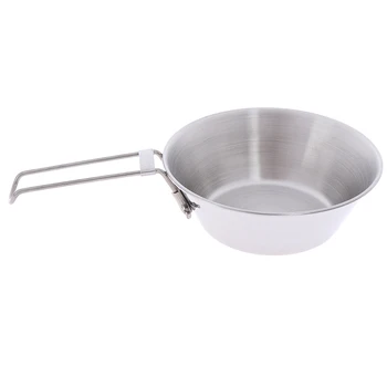 

Stainless Steel Round Dinner Plate Dish Tray Food Container Outdoor Camping Picnic Tableware