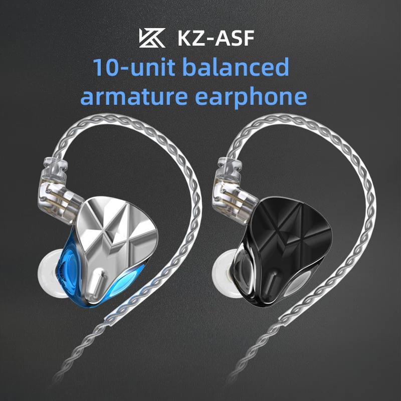 KZ ASF Metal Earphones 10 BA Units HIFI Bass In