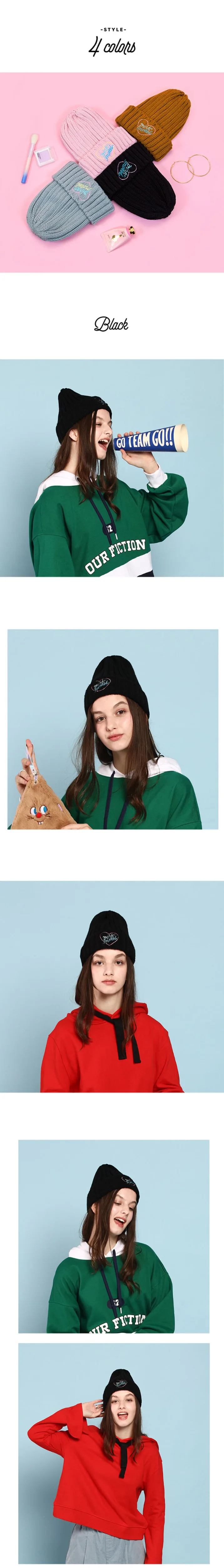 Bentoy New Winter Women Knitted Cap Fashion Girl Embroidered Hat Plush Warm Cap Letter Handmade Cap Student Hat