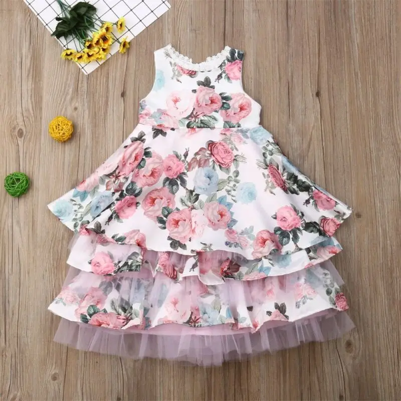 

Pudcoco Brand New Girls Kids Dress Baby Flower Party Floral Dresses Princess Prom Gown Dress