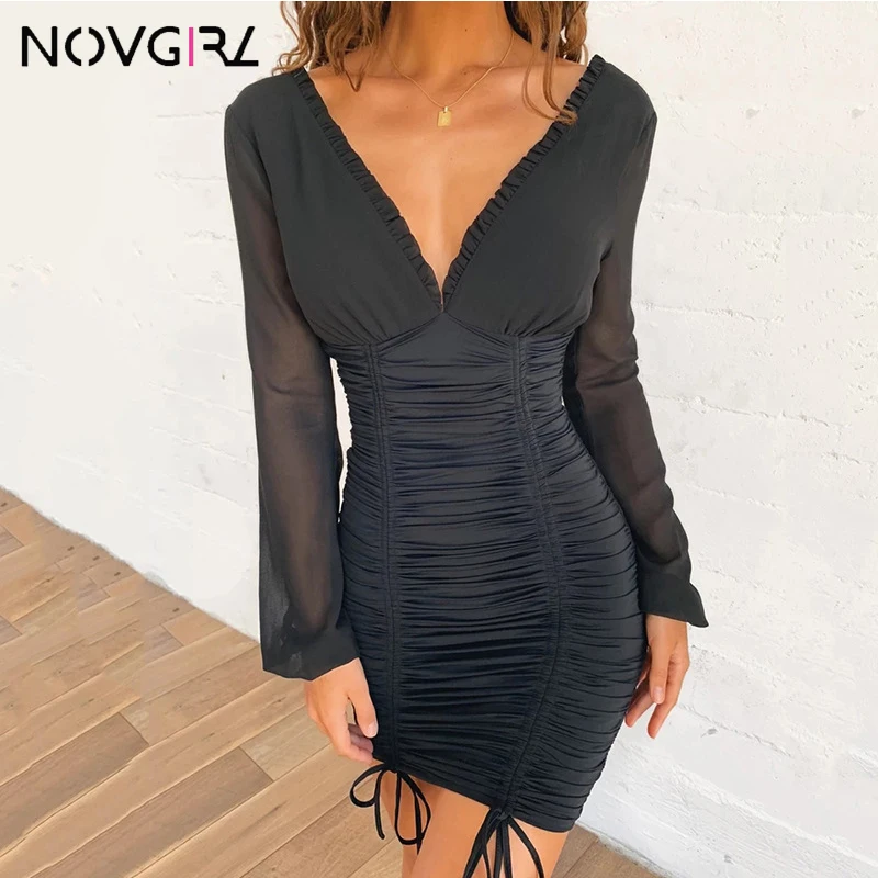 Novgirl/осеннее шифоновое платье для женщин коллекция 2019 года Плиссированное