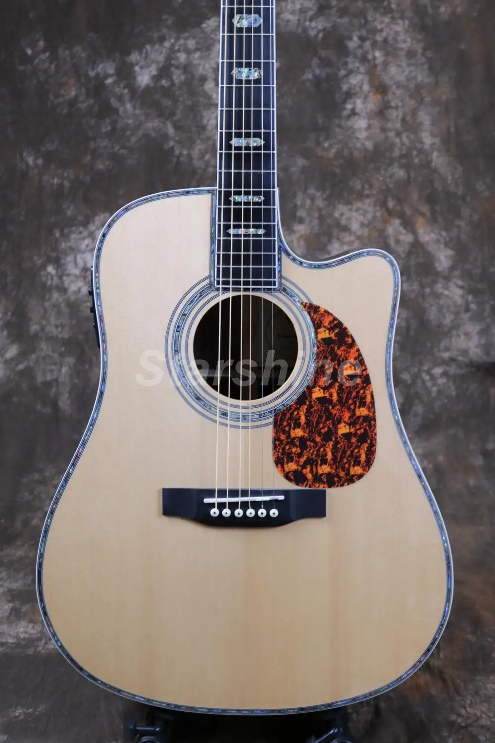 6 струн Scalloped X-bracing Акустическая гитара ZZ-EC45 Fishman 101 EQ, твердый верх, костная гайка и седла