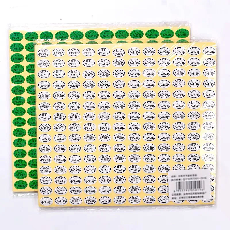 QC stickers lable paper QC PASSED label stickers self adhensive oval white/green 2700pcs/lot