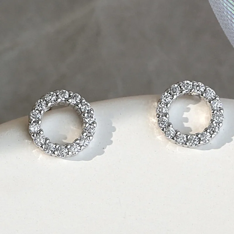 Новые маленькие серьги-кольца для женщин Корейская версия панк микро-инкрустация циркония круглые серьги серебряные серьги милые серьги