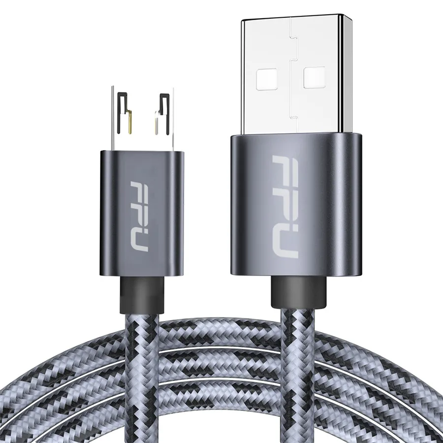 FPU Micro USB кабель 2.4A нейлоновый плетеный кабель для быстрой зарядки и передачи данных для samsung Xiaomi Tablet Android мобильный телефон usb зарядный шнур - Цвет: Dark Grey