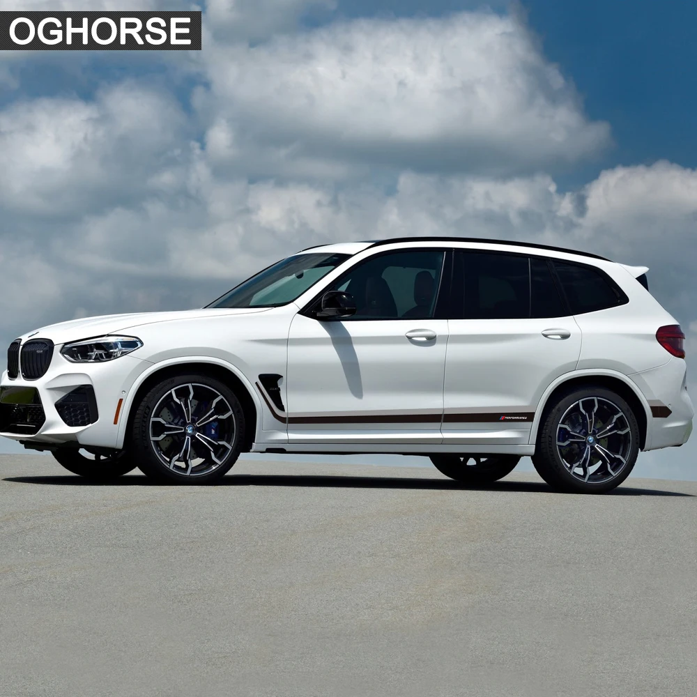 2 Pcs Car Door Side Stripes Skirt Sticker M Performance Body Decal For BMW X3 M G01 F25 Accessories Car Styling