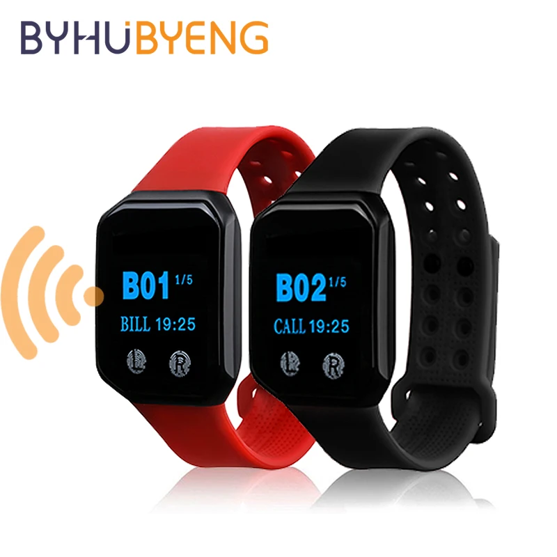 

BYHUBYENG Waterproof Restaurant Paging Wrist Watch Receiver Pager Wireless Waiter Calling Bell System For Customer Service