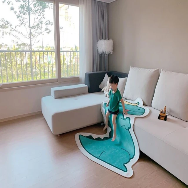 125x90cm Cute Mat Cartoon Animals Dinosaur Shape Kids Developing Rug Mats Crawling Soft Blanket Carpet Toys For Baby 4