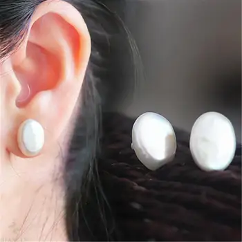 

White Baroque Pearl Earring Silver Ear Stud Gift Natural Wedding Flawless Party Women Jewelry Cultured Accessories