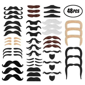 

New 48pcs/set Self-Adhesive Mustache Sticking Sticky False Beards Party For Christmas Party Birthday Self-adhesive No Harmful #j
