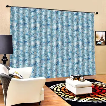 

blue snow curtains Customized size Luxury Blackout 3D Window Curtains For Living Room Drapes Cortinas