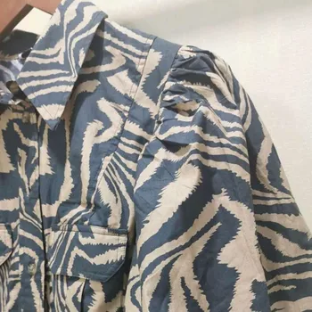 

Women Zebra Print Mini Dress Turn-down Collar Single-breasted Puff Sleeve Temperament Lady Mini Dress