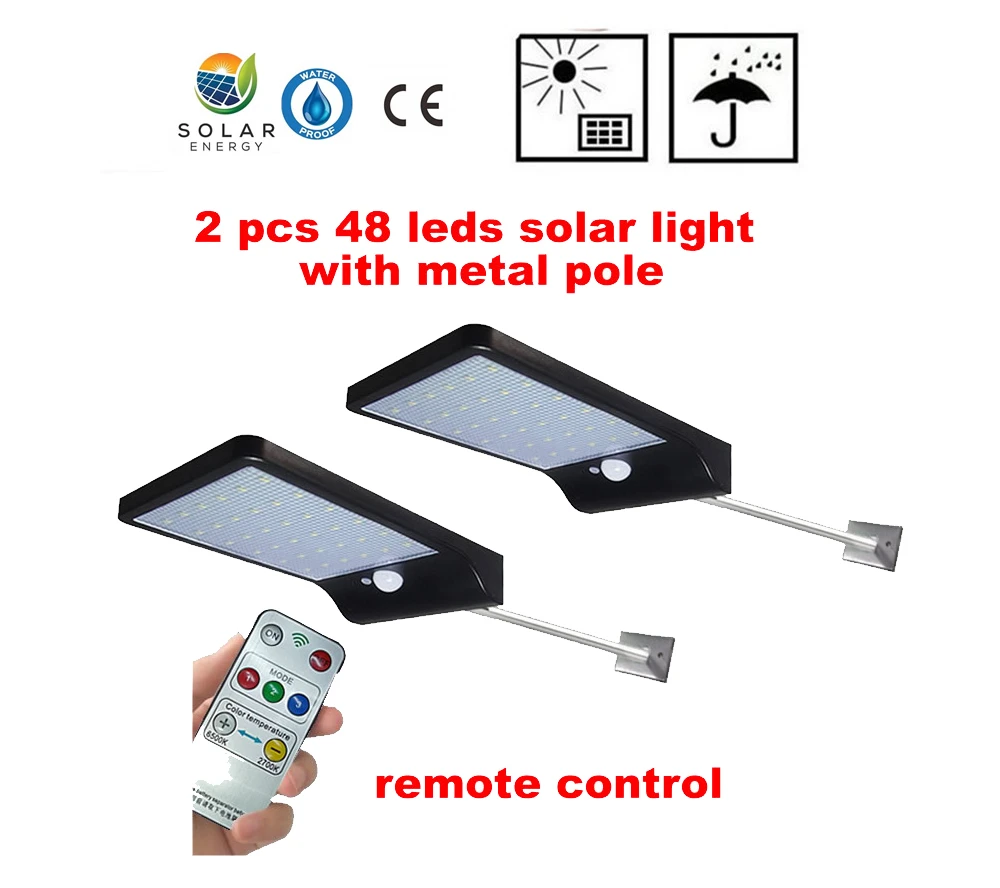 

2/4pcs Solar Lamp Led Light PIR Motion Sensor Solar 48 LED Powered Lampada Decorative Wall Street Garden Street Light For Yard O