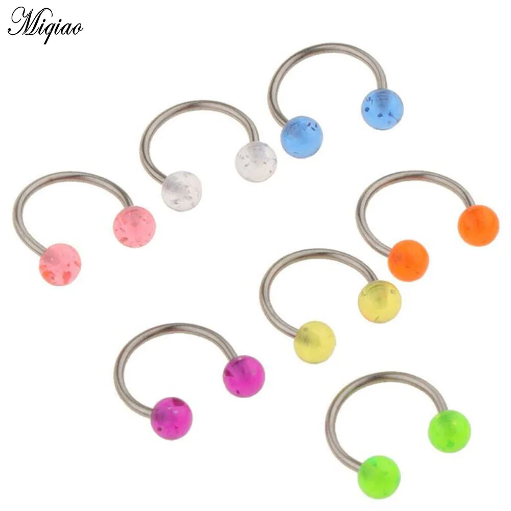 

Miqiao 2 Pcs European and American Body Piercing Jewelry Transparent C-type Acrylic Nose Ring