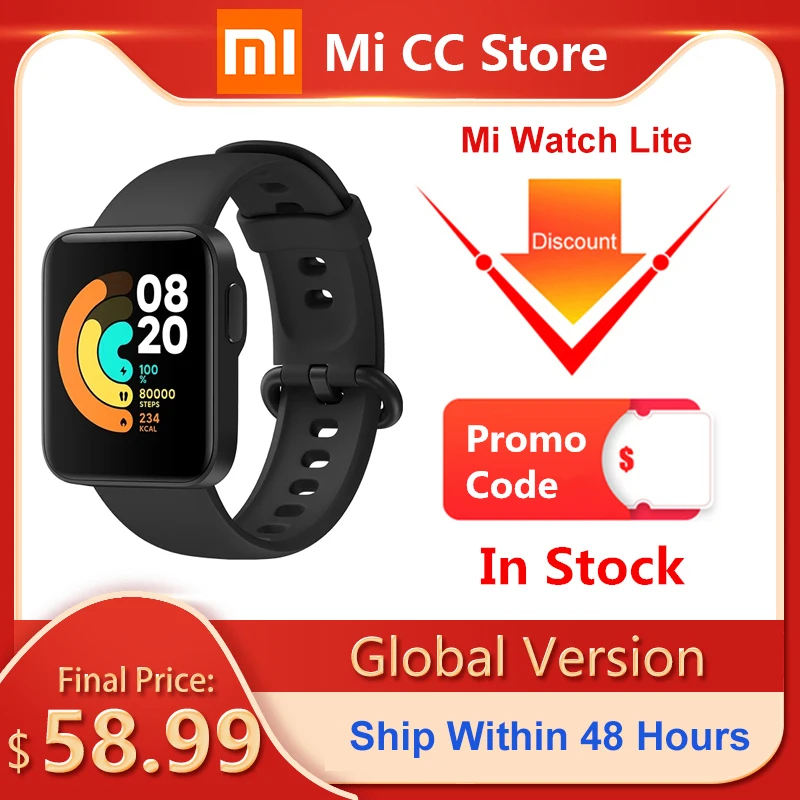 Фитнес трекер Xiaomi Mi Watch Lite глобальная Версия GPS монитор сердечного ритма 1 4 дюйма