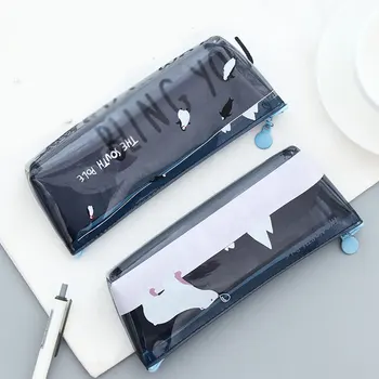 

Cartoon Transparent Animal Pencil Case cute fruit pencil bag Storage pouch Office school Supplies Printed Cosmetic Bag