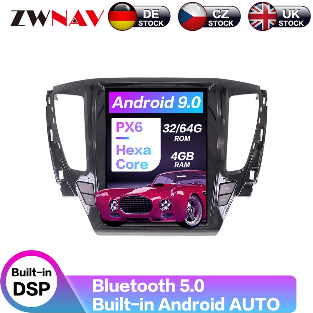 Android 9 64+ 4G Tesla с DSP Carplay автомобильный мультимедийный плеер для MITSUBISHI PAJERO Sports gps навигация авто стерео радио