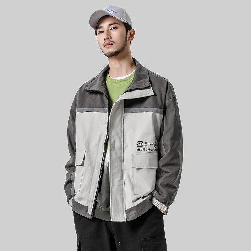 

City Where the Product 2019 Autumn Clothing New Style Cool Printed Japanese-style Workwear Stand Collar Jacket Coats Men