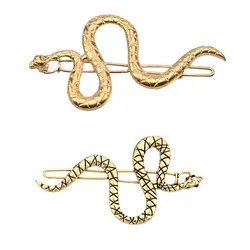 Панк простые женские заколки в форме змеи, золотые металлические заколки для волос для девочек, головной убор, заколки, креативная мода