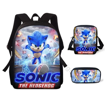 

School Backpacks Kids Cartoon Sonic Print School Bags Teenagers 2020 New Fashion Shoulders Book Bags Mochila Plecak Szkolny