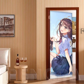 

DIY Self Adhesive New Wall Decal Anime Girl Mural 3D Step Door Sticker Waterproof Wallpaper Print Art Picture Home Decor Poster