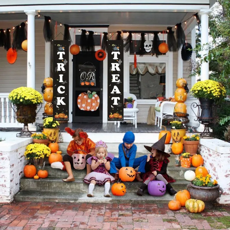 

Halloween Hanging Sign Trick Or Treat Banner For Home Office Porch Front Door Display Decorations