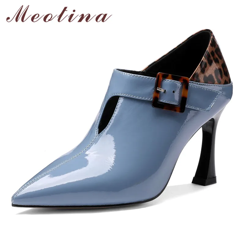 Meotina High Heels Shoes Women Natural Genuine Leather Strange Style
