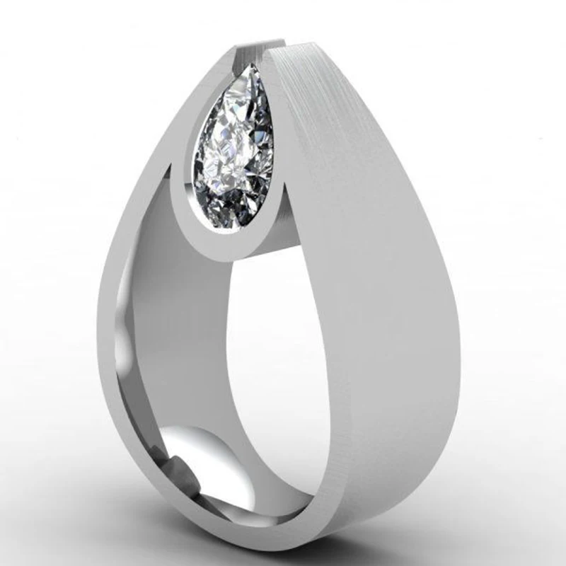 

Milangirl Delicate Teardrop AAA Cubic Zirconia Rings for Women Charms Big Water Drop Shaped CZ Wedding Rings Statement Jewelry