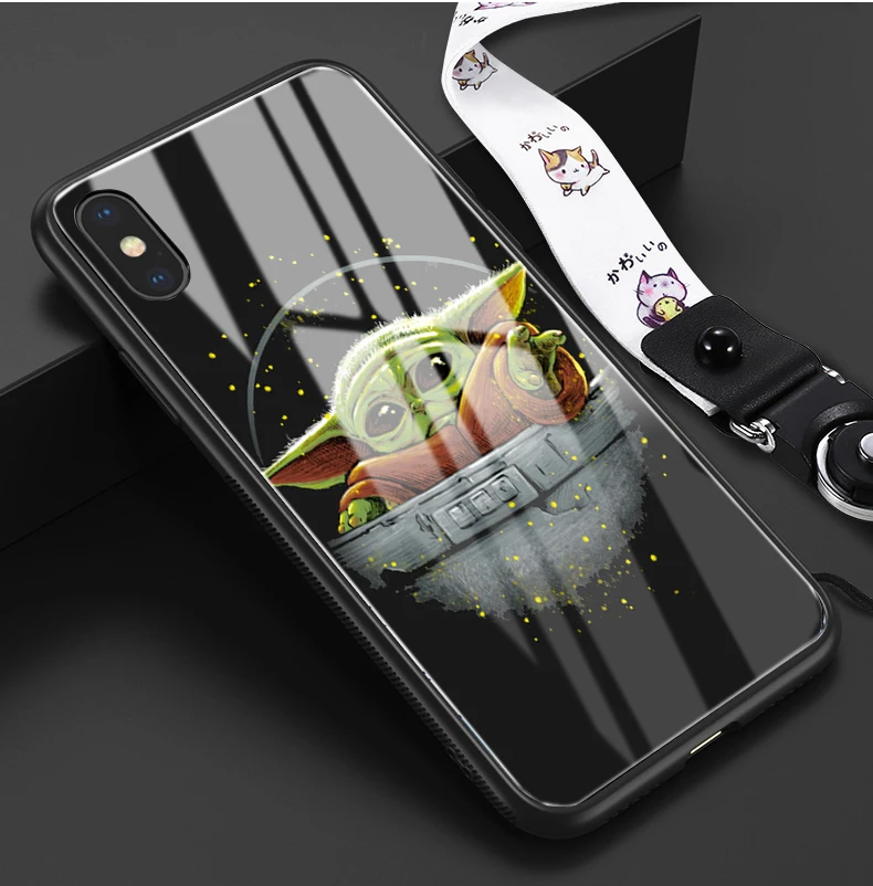 Baby yoda meme милый мягкий силиконовый чехол из закаленного стекла для телефона, чехол для apple iPhone 6 6s 7 8 Plus X XR XS 11 Pro Max