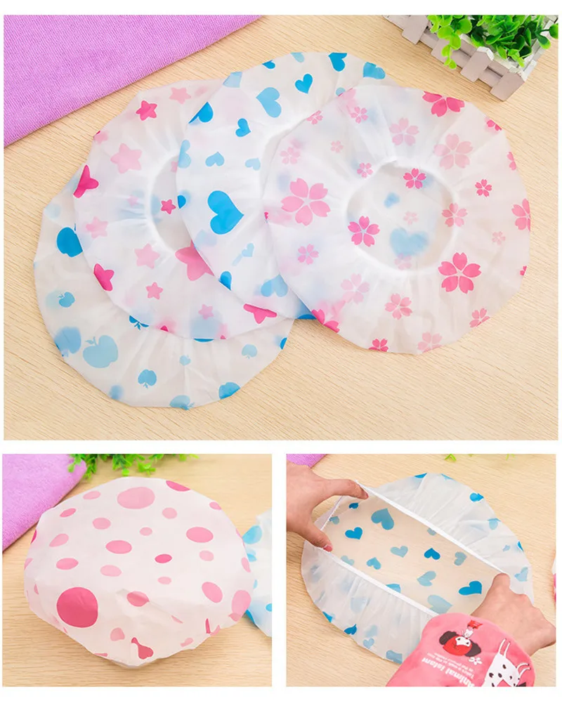 1 Pcs Mrosaa Color Random Dot Waterproof Shower Cap Thicken Saunas Bath Hat Bathing Cap for Women kids Hair Protective Cap