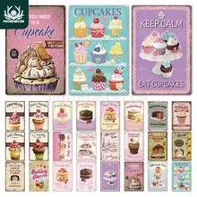 Металлический плакат для торта, металлическая винтажная хлебобулочная вывеска для декора стен, металлическая жестяная вывеска